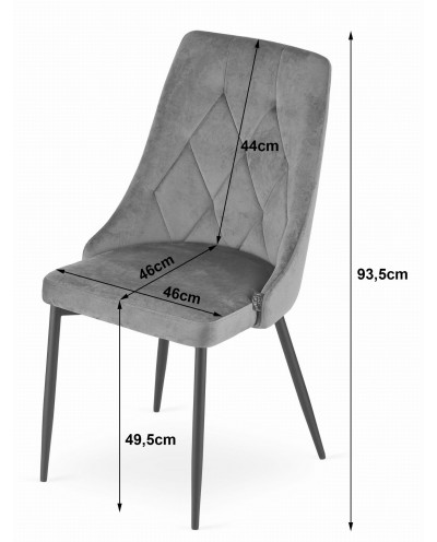 Krzesło FORIO - zielony aksamit / nogi czarne x 2 szt