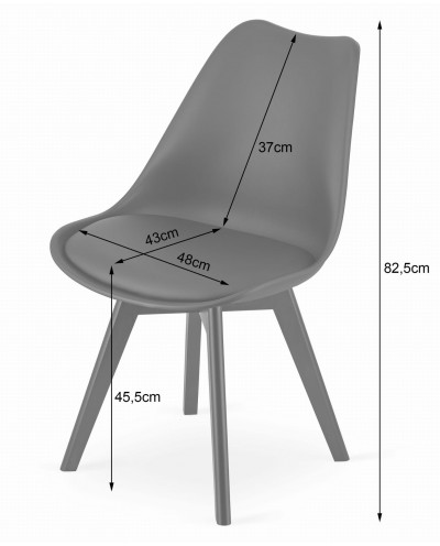 Krzesło MARK - szare / nogi czarne x 4 szt