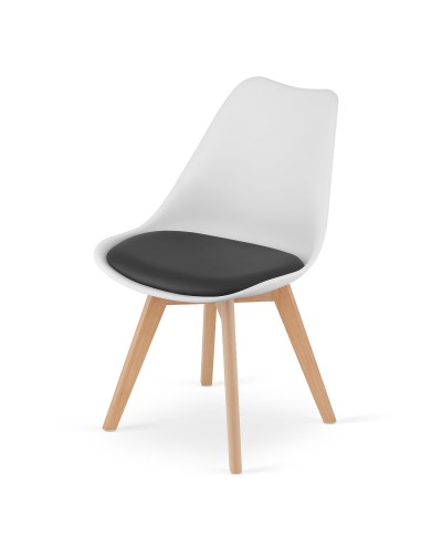 Krzesło MARK biało czarne / nogi naturalne x 4 szt