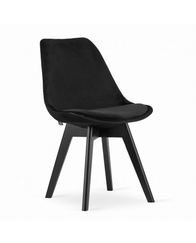 Krzesło NORI - czarny aksamit - nogi czarne x 4 szt