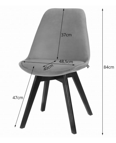 Krzesło NORI - czarny materiał - nogi naturalne x 4 szt