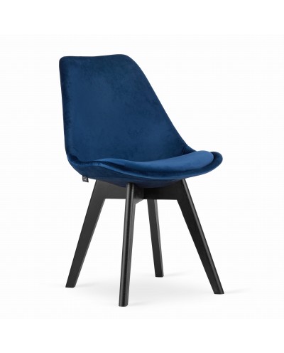 Krzesło NORI - niebieski aksamit - nogi czarne x 4 szt