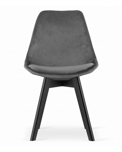 Krzesło NORI - szary ciemny aksamit - nogi czarne x 4 szt