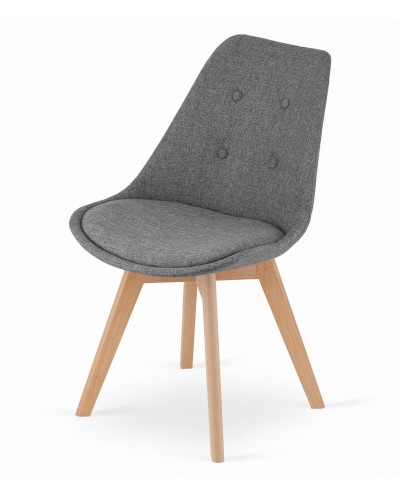 Krzesło NORI - szary materiał - nogi naturalne x 4 szt