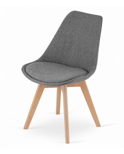 Krzesło NORI - szary materiał bez guzików - nogi naturalne x 4 szt