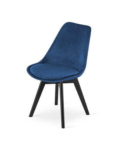 Krzesło PRATO - niebieski aksamit - nogi czarne x 4 szt