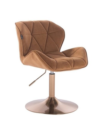 Krzesło tapicerowane PETYR miodowe -złoty dysk