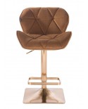 Krzesło tapicerowane PETYR miodowe - podstawa złoty wysoka kwadratowa