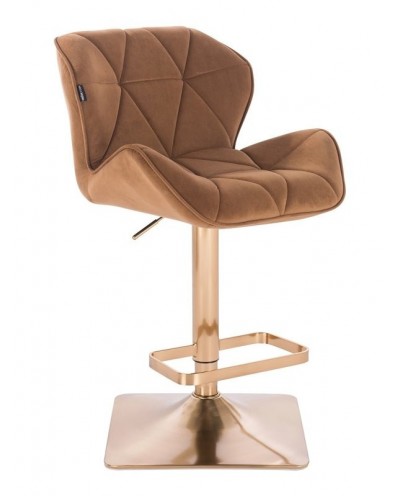 Krzesło tapicerowane PETYR miodowe - podstawa złoty kwadrat