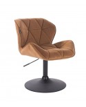 Krzesło tapicerowane PETYR miodowe - podstawa czarny dysk