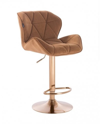 Krzesło tapicerowane PETYR miodowe - podstawa złoty dysk
