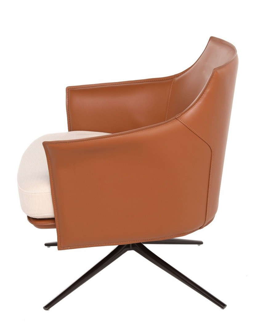 Fotel obrotowy 70x73x74 pu brown poduszka siedziskowa beige podstawa stalowa krzyżak