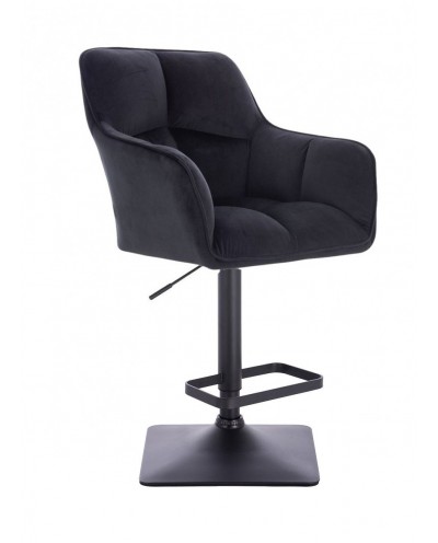 Czarny fotel PEDRO MINI poduszka welur - wysoki czarny kwadrat