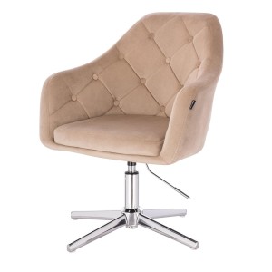 Krzesło  Blerm Cross Latte Welur Chromowana Podstawa