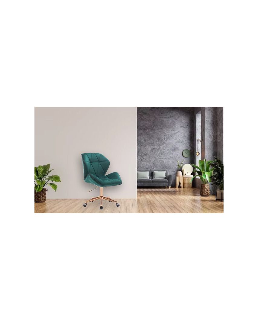 Krzesło butelkowa zieleń CRONO biurowe obrotowe - złote kółka