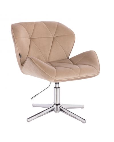 FOTEL HR111CROSS LATTE WELUR CHROMOWANA PODSTAWA