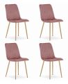 Krzesło Lava - Różowy Aksamit / Nogi Kolor Drewna X 4