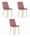Krzesło Lava - Różowy Aksamit / Nogi Kolor Drewna X 3