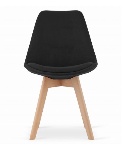 Krzesło Nori - Czarny Materiał Bez Guzików - Nogi Naturalne X 1