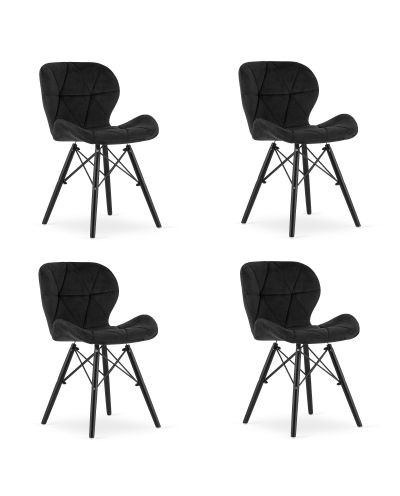 Krzesło Lago Aksamit - Czarne / Nogi Czarne X 4