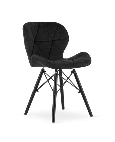 Krzesło Lago Aksamit - Czarne / Nogi Czarne X 4