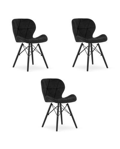 Krzesło Lago Aksamit - Czarne / Nogi Czarne X 3