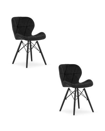 Krzesło Lago Aksamit - Czarne / Nogi Czarne X 2