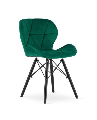 Krzesło Lago Aksamit - Zielone / Nogi Czarne X 4