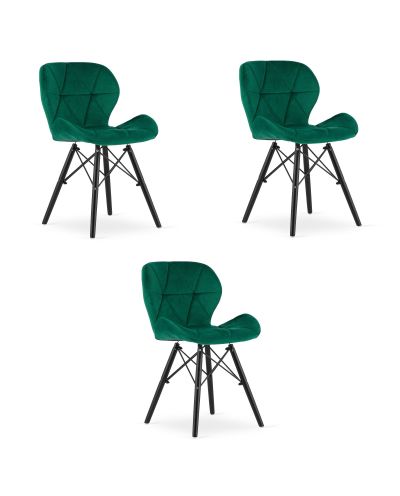 Krzesło Lago Aksamit - Zielone / Nogi Czarne X 3