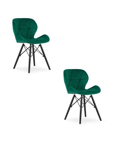 Krzesło Lago Aksamit - Zielone / Nogi Czarne X 2