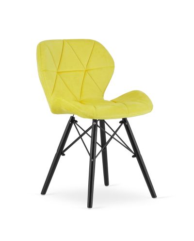 Krzesło Lago Aksamit - Żółte / Nogi Czarne X 4