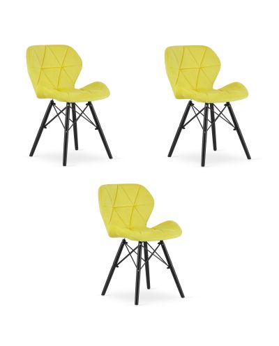 Krzesło Lago Aksamit - Żółte / Nogi Czarne X 3