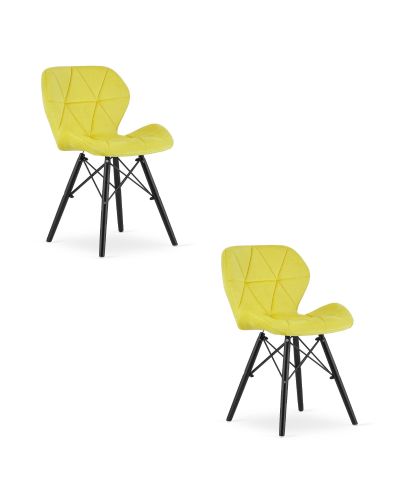 Krzesło Lago Aksamit - Żółte / Nogi Czarne X 2