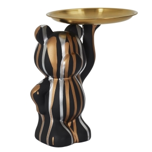 Figurka Deco Bear Z Tacą Czarna