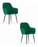Krzesło Lugo - Aksamit Zielony / Nogi Czarne X 2