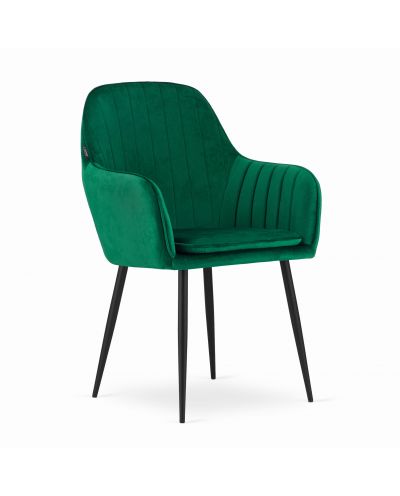 Krzesło Lugo - Aksamit Zielony / Nogi Czarne X 2
