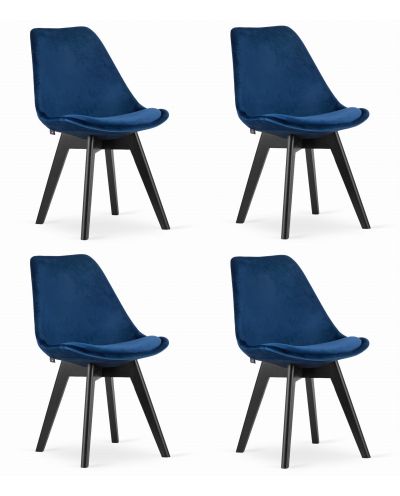 Krzesło Nori - Niebieski Aksamit - Nogi Czarne X 4