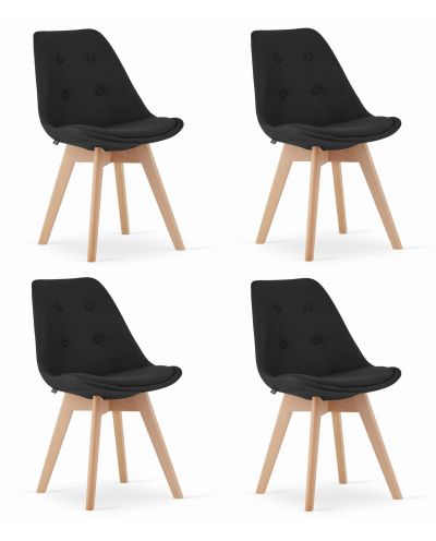 Krzesło Nori - Czarny Materiał - Nogi Naturalne X 4