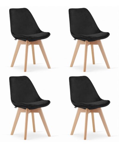 Krzesło Nori - Czarny Aksamit - Nogi Naturalne X 4