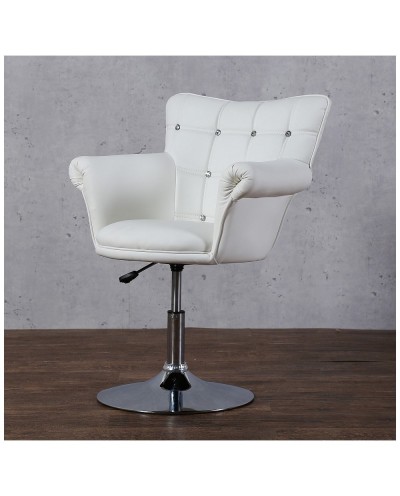 LORA CRISTAL - Fotel fryzjerski biały