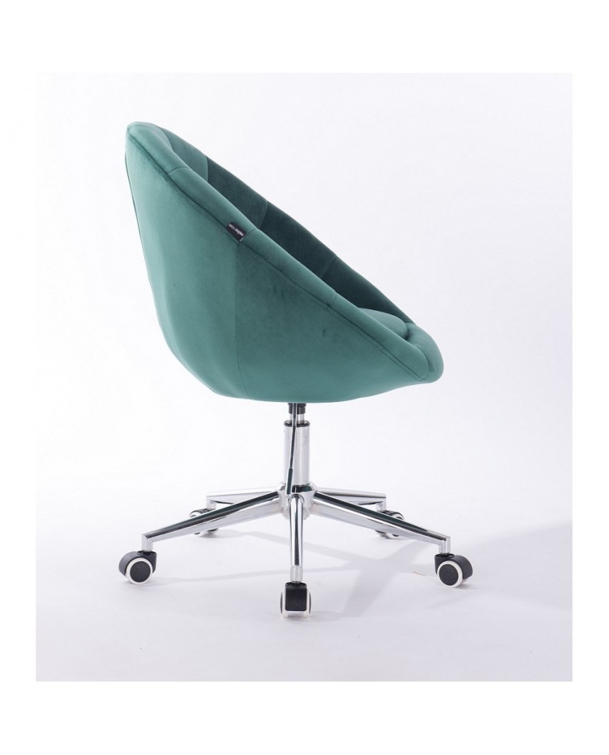 Blom Cristal - krzesło kosmetyczne tapicerowane butelkowa zieleń welurem z kryształkami