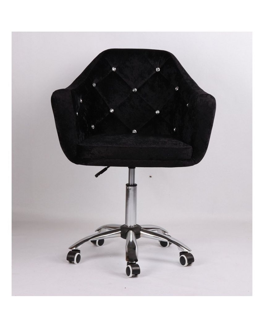 Blerm - Krzesło kosmetyczne czarny welur