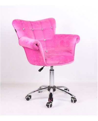LORA CRISTAL - Krzesło kosmetyczne różowy, kółka