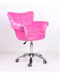 LORA CRISTAL - Krzesło kosmetyczne różowy, kółka