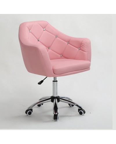 BLINK - Różowy fotel obrotowy na kółkach (chrom)