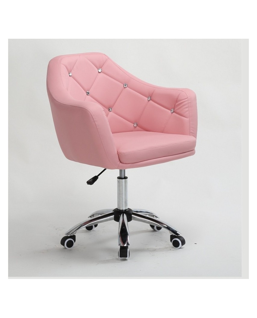 BLINK - Różowy fotel obrotowy na kółkach (chrom)