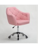 BLINK Różowy fotel obrotowy na kółkach chrom
