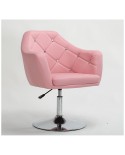 BLINK Różowe krzesło obrotowe chromowany dysk