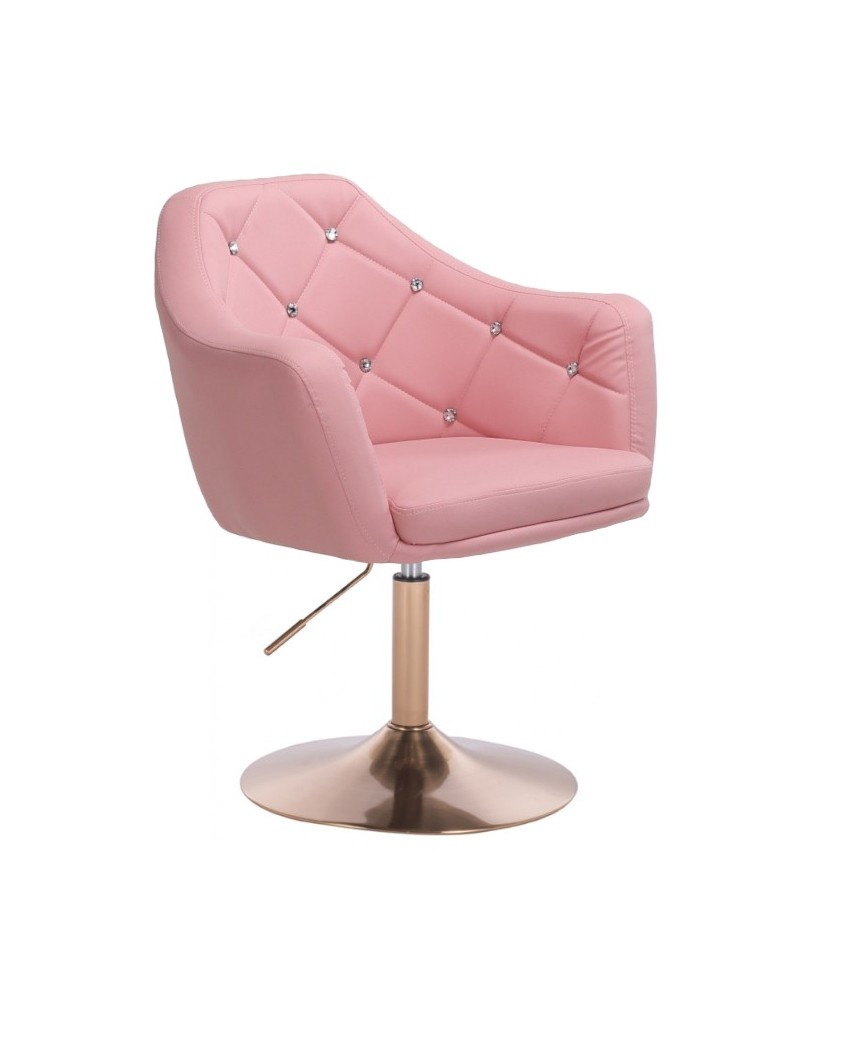 BLINK - Różowy fotel do pokoju okrągły (złoty dysk)
