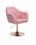 BLINK Różowy fotel obrotowy złoty dysk